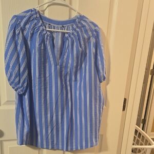 Tommy Hilfiger Blue and White Striped Blouse